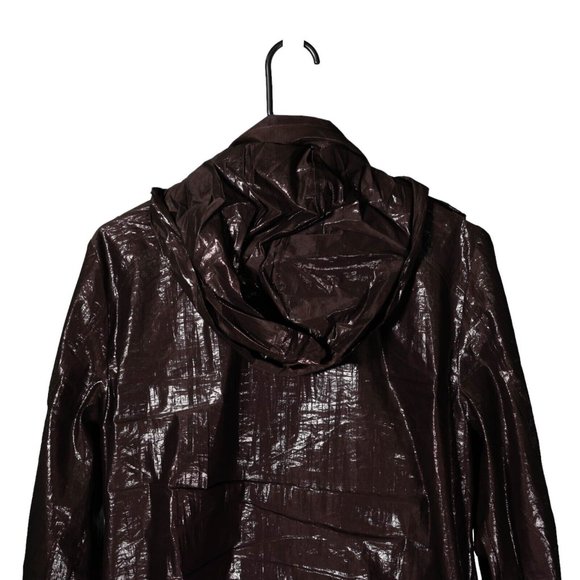 Chico's Women's Jacket Brown Waxed Full Zip Snap Button Hooded Bomber 1 US M/8 - Picture 8 of 12